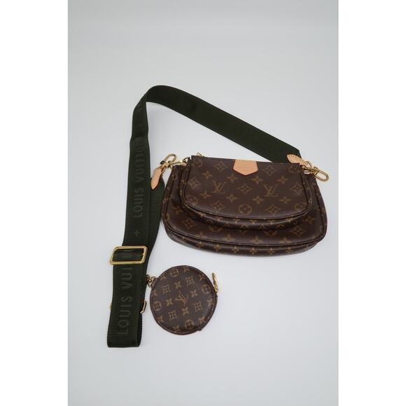 Louis Vuitton Leather Monogram Canvas Multi Pochette Crossbody Bag Khaki - Picture 2 of 12